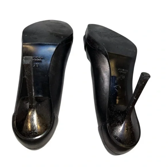 Vintage Gucci Black Leather Peep-Toe Buckle Pumps - Picture 8 of 10